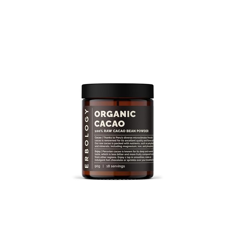 Erbology Organic Cacao Powder 90g - 18 Servings - Sustainably