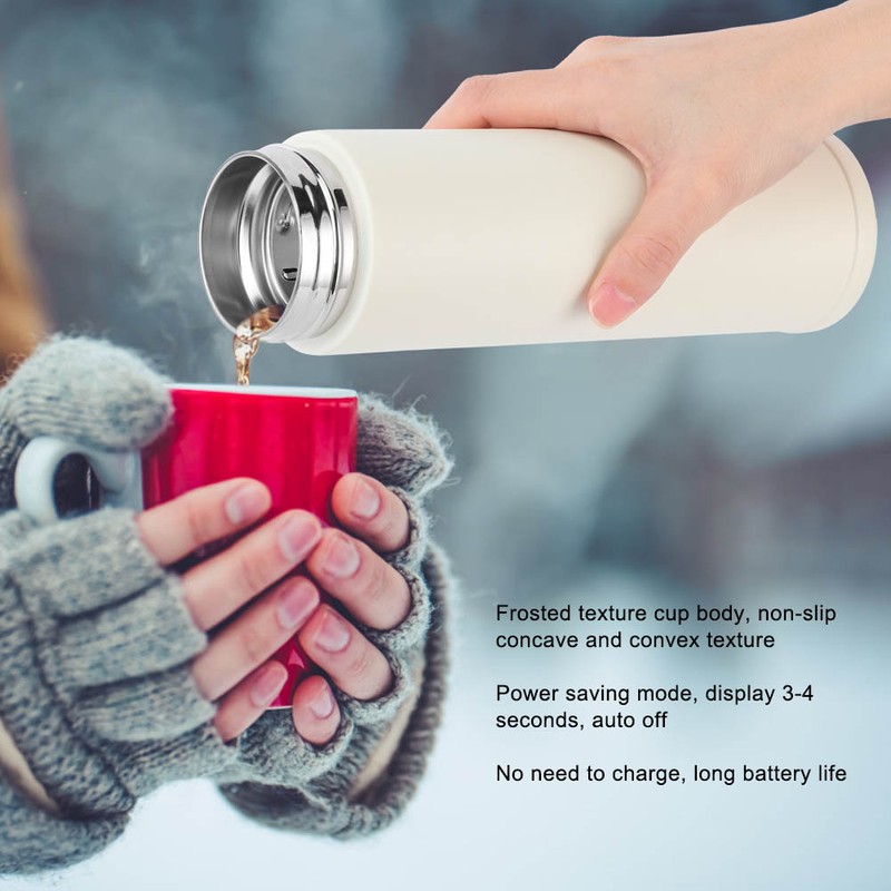 Intelligent TemperatureSensitive Vacuum Cup Mirror Smart TouchScreen Insulation Cup(Creamy White