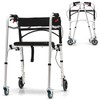 GYMAX Walkers for Seniors, 2-Button Folding Walker with 5 Inches