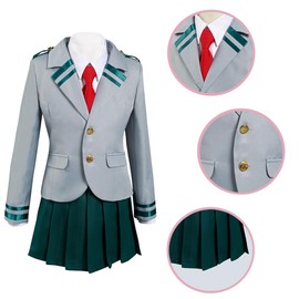 Seaehey Kids Ochaco Uraraka Tsuyu School Uniform Cosplay Costume Girls,XLarge