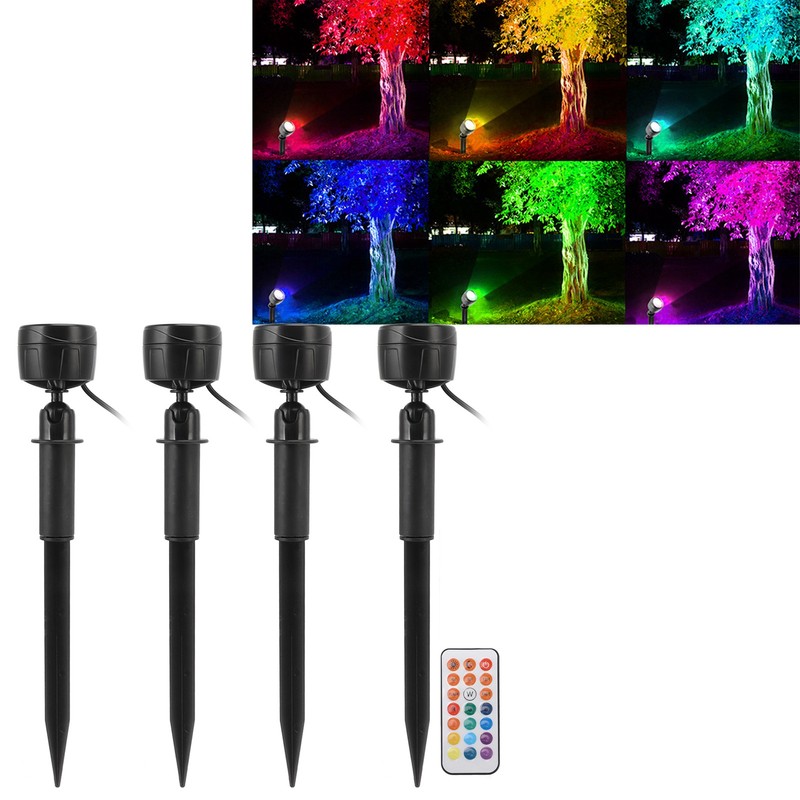 LED Landscape Spotlight Light Waterproof 360° Rotatable 13 Colors High