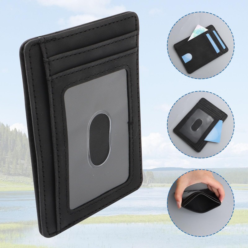 DXLing Leather Mini Wallet Credit Card Holder for Men, Card