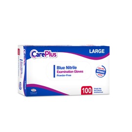 Care Plus Medical Nitrile Examination Gloves Blue Disposable Large 1000 Count