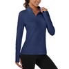 MAGCOMSEN Womens Thumb Hole Long Sleeve Shirts Quarter Zip Pullover