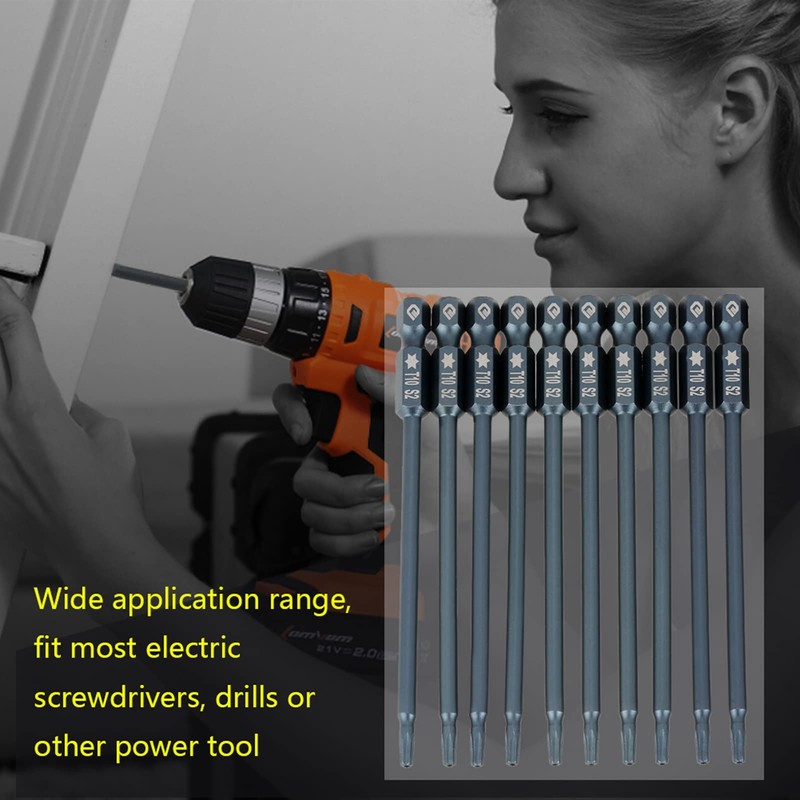 10 Pieces T10 Torx Bit, Torx Screwdriver Set, 100 mm