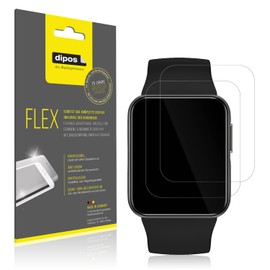 dipos FLEX 2x Schutzfolie klar passend für GRV FC1 Smartwatch, 100% Displayabdeckung, Anti-Shock, Fingerprint Kompatibel, Case-Friendly, Full Cover Displayschutz Folie