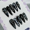 120pcs Gothic Metal Nail Charms Cross Heart Star Accents