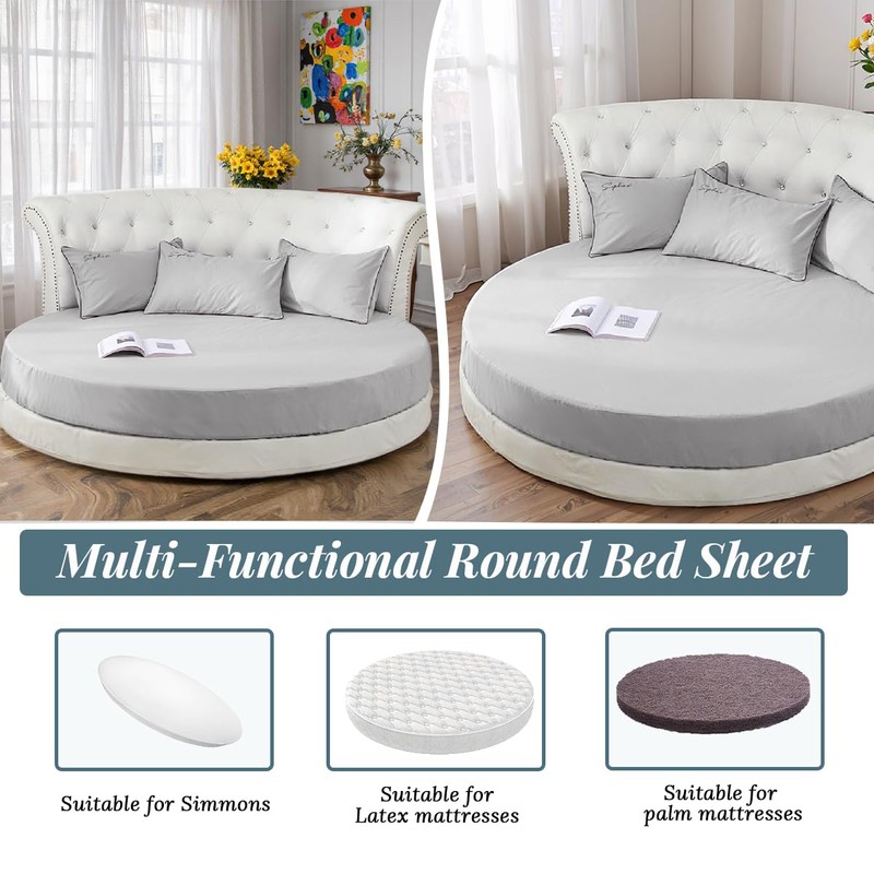 FANSU Round Fitted Sheet, Soft Cotton Fitted Sheet, Breathable Box