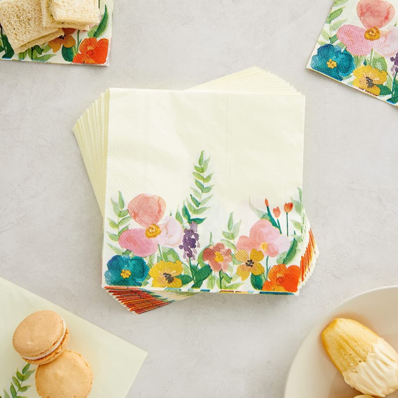 Paquete de 100 servilletas de papel florales de estilo clásico