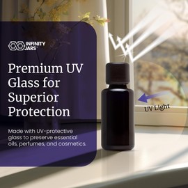 Infinity Jars Black Ultraviolet Glass Easy-Pour Screw-Top Bottle 30 ML(1 fl oz) Airtight Refillable Container with Neck Finish for Oil, Coffee, Spices, Perfumes - Black storage Miron jars 3-Pack