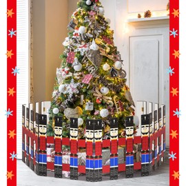 Blulu Christmas Tree Fences Party Decoration Wooden Christmas Tree Gate White Picket Fence for Pets Flexible Picket Fence for Holiday Office Home Decor, 12 Inch(Novel Style)