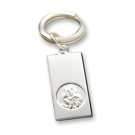 CJoL - Solid 925 Sterling Silver St Christopher Ingot Keyring In Gift Box
