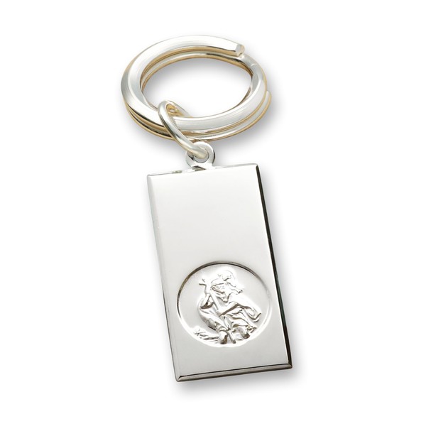 CJoL - Solid 925 Sterling Silver St Christopher Ingot Keyring