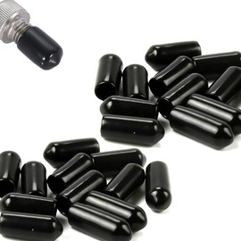 FOCMKEAS 100 PCS Round Rubber End Cap, 0.1"(2.5mm) ID Vinyl Flexible Screw Thread Protectors(Length 15mm), Bolt End Caps for Metal Tubing Rod Bolt Tip, Black