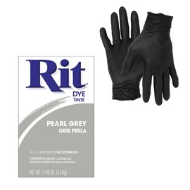 Dye – Rit Powder Single Pack for Fabric Dye for Crafting, Clothing, and Décor – with Artisx Nitrile Gloves Included (Pearl Grey)