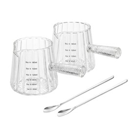 2-Pack 6oz Glass Espresso Measuring Cups with Spoons