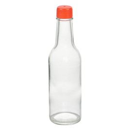 Restaurantware-Vetri 9 Ounce Woozy Bottles, 10 Empty Sauce Bottles With Red Caps - Dishwashable, Durable, Clear Glass Hot Sauce Bottles, For Salad Dressings, BBQ Sauce, Oil, Tincture, And More