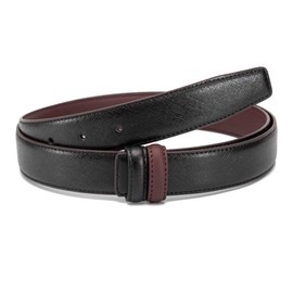 Vatee's Reversible Genuine Leather Belt without Buckle for Men/Women Replacement Strap 38 mm/34 mm/29 mm Wide, 109-2.9: Black/Red