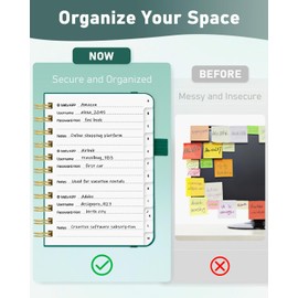 WEMATE Spiral Password Book with Alphabetical Tabs, Small Password Keeper Book for Seniors, Internet Password Notebook Hardcover Password Journal logbook – 4.7''x 6'' (Teal)
