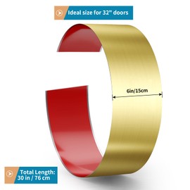 Sanbege Stainless Steel Door Kick Plate, 6" x 30" Door Push Plate, Self Adhesive Kickplate for 32" Doors Interior or Exterior (Brushed Gold)