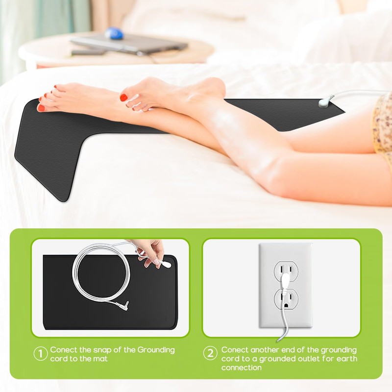 Grounding Mat for Sleeping, Carbon Leatherette Grounding Pad for Bed,