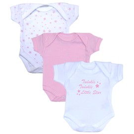 BabyPrem Premature Baby Girl Clothes Pack of 3 Twinkle Star Bodysuits Pink Vests Babygrow (3.5-5.5lbs)