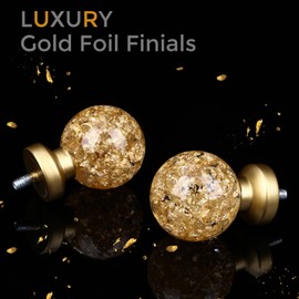 2 Pack Gold Curtain Rods for Windows 48 to 84 Inch, 1'' Heavy Duty Adjustable Drapery Rod with Unique Crystal Ball Finials, Modern Decorative Curtain Rod,Size; 30-88''