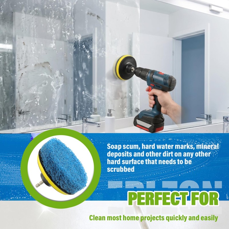4 Inch Drill Brush Scrub Pads Cleaning Kit, 5X Faster
