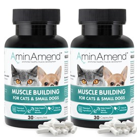 AminAmend Muscle Support Pet Supplement for Small Dogs & Cats with CaHMB & Vitamin D3 – All Ages & Senior Dog Supplements for Muscle Strength, Mobility & Daily Activity – (30 Capsules, 2-Pack)