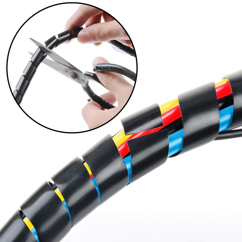 33FT XHF 5/16" Spiral Cable Wrap 8mm(Wrapping Range:6mm-60mm) Cord for