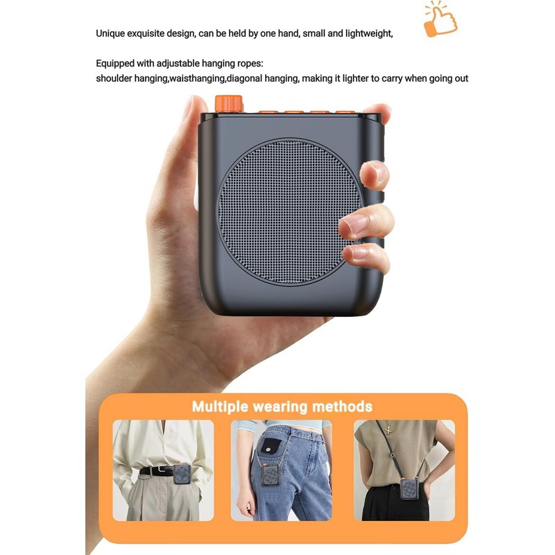 Wireless Voice Amplifier with Wireless Lavalier Microphone,Portable Speaker Megaphone with