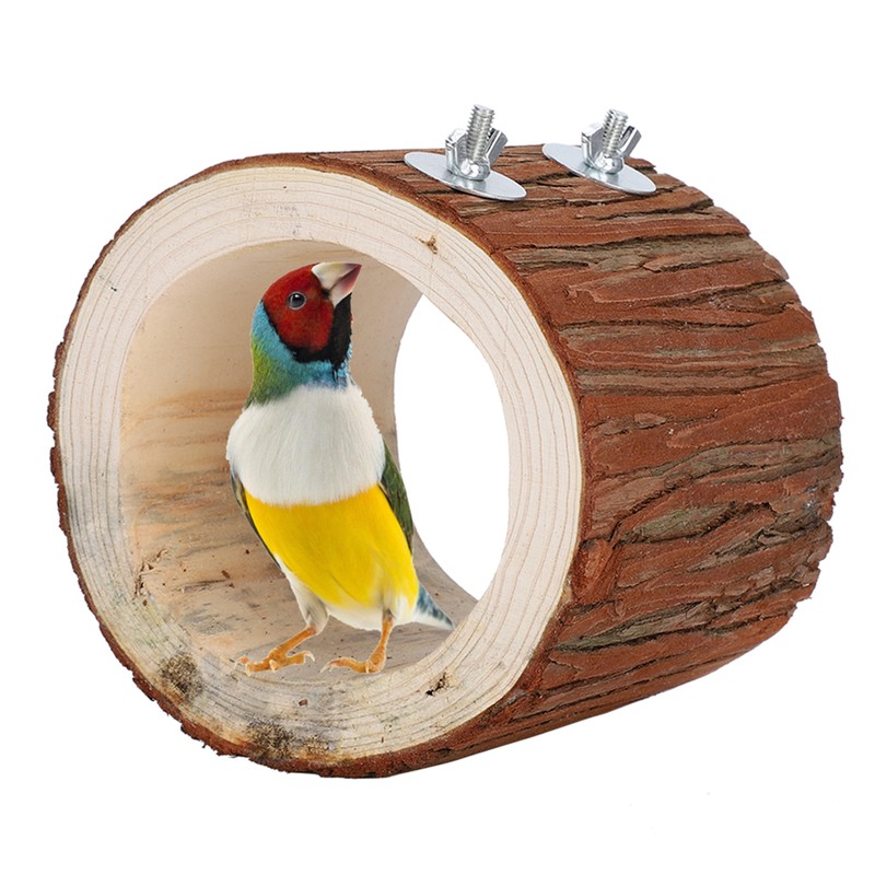 Bird Tree Hole Nest Small Pet Natural Wooden Toy Hideaway