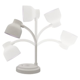 groov e Astra LED Lamp - Touch Control Desk Light with Built-in Wireless Charger, & Bluetooth Speaker - 9 LED Colour Modes for Mood Lighting - Type-C USB Powered - White