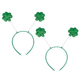 Lizzy 2 x Glitter Irish Clover Leaf Head Boppers Headband St Patricks Day Shamrock Hats Clover Green Fancy dress Irish Accessories Costume Favors for Women Girls