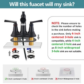 RAINREVIVE Bathroom Faucet with Pull Out Sprayer, 4 Inch Centerset 3 Hole Pull Out Bathroom Sink Faucet, with Pop Up Drain and Supply Hoses, Matte Black