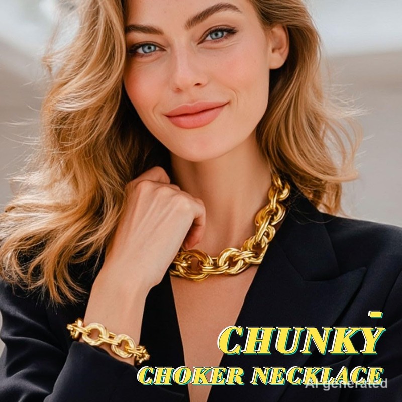 ACEDRE Gold Chain Jewelry Set Chunky Necklace Bracelet Sets for