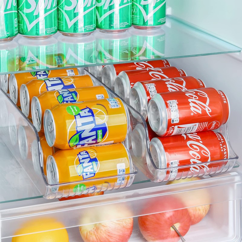 Puricon 2 Pack Standard Can Drink Dispenser Organizer for Refrigerator
