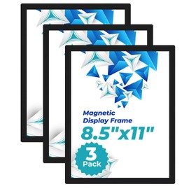 Liyeeeuo 3 Pack Magnetic Sign Holder 8.5 x 11, Magnetic Paper Holder,Self Reusable Adhesive Frames,Picture Frame Document Holder Walls & Window Adhesive Frames for Office,Home,Restaurant and Store
