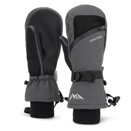 Caracaleap Ski Gloves Winter Gloves Men Women Winter Snow Mittens Waterproof Winter Gloves Grey S-M