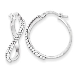 Sterling Silver Stellux Crystal Twisted Hoop Earrings 24x24 mm