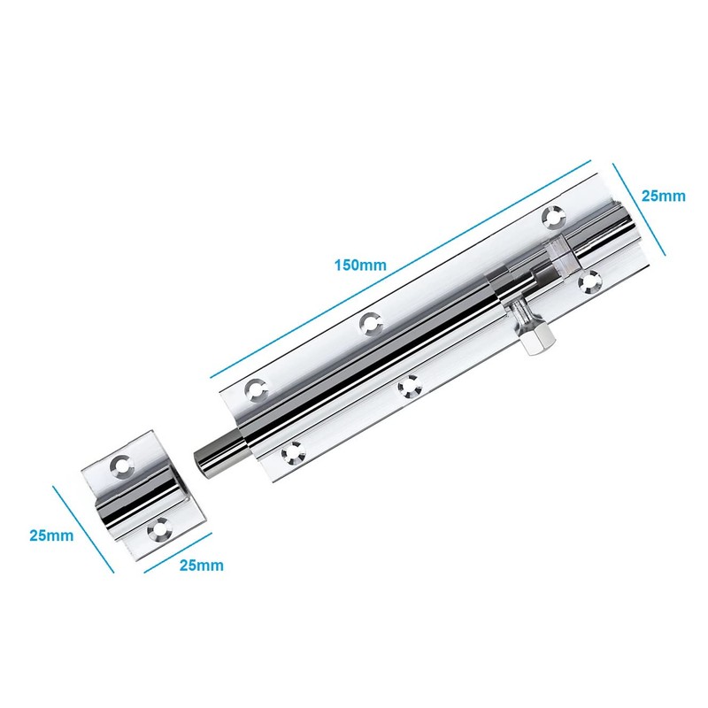 TERF® Door Bolt Polished Chrome Barrel Slide Lock 150mm [6'']