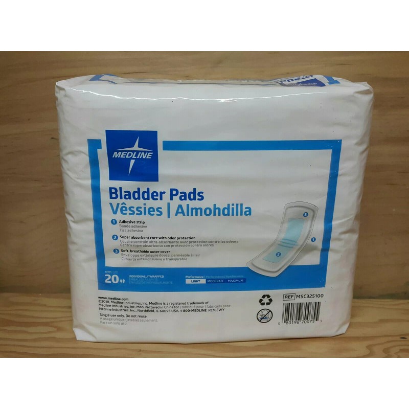 Medline Adult Bladder Control Pads - Light Absorbency Individual wrap