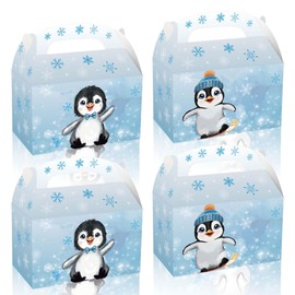JeVenis 12 PCS Penguin Party Favor Boxes Treat Bags Candy Goodie Bags for Penguin Onederland Birthday Party Decor & Baby Shower Decorations