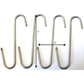 Stainless Meat Hooks, Smoker Hook, 7", 4 Pack