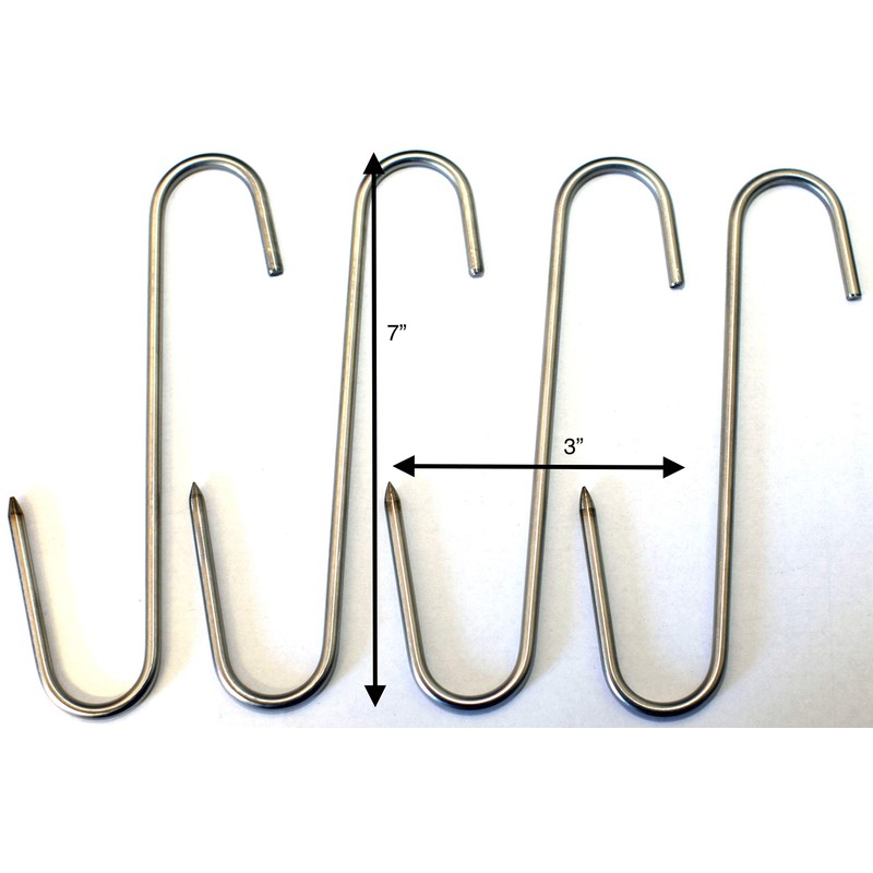 Stainless Meat Hooks, Smoker Hook, 7", 4 Pack