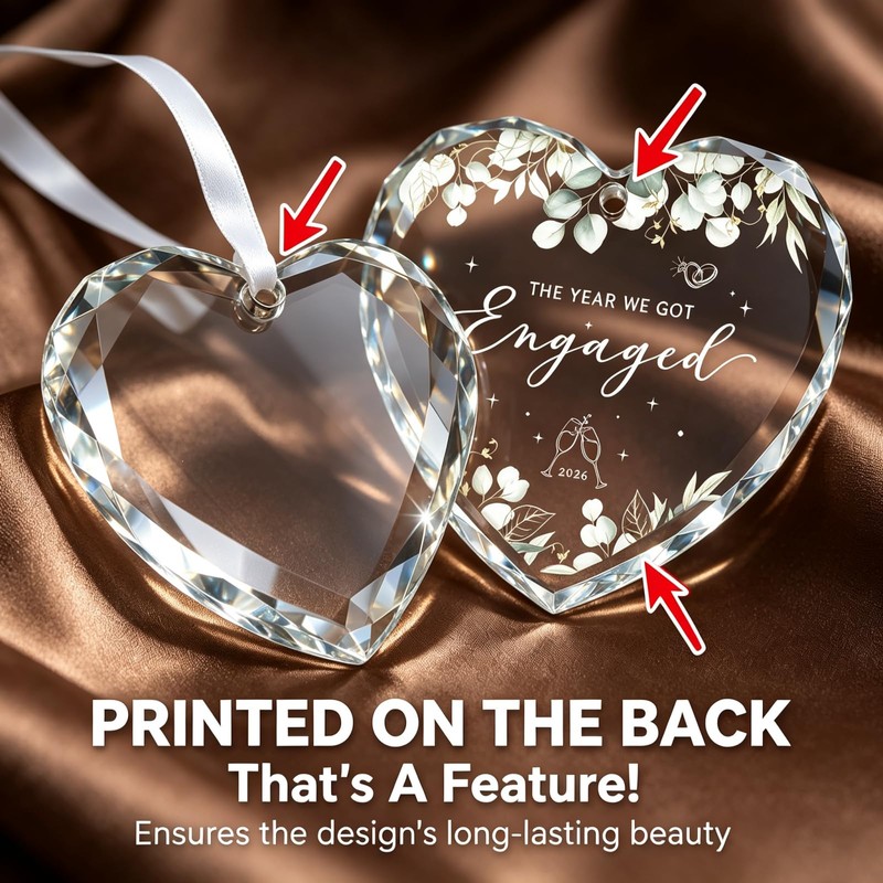 Engagement Gifts for Couples 2026, Heart Crystal Glass Ornament