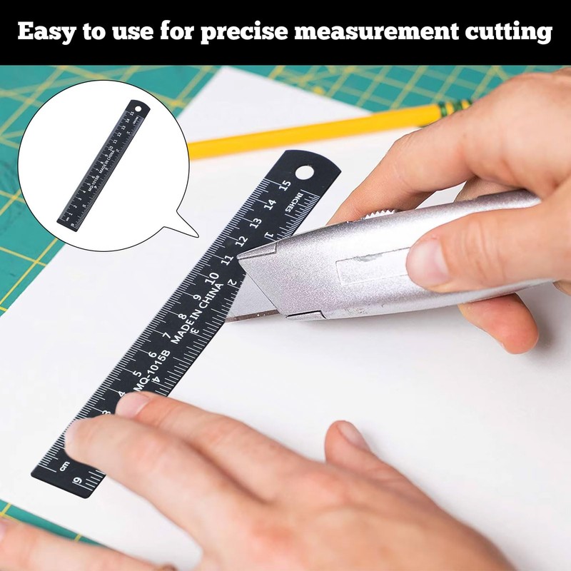 3 Pcs Metal Ruler,6 Inch Stainless Steel Ruler With Centimeters