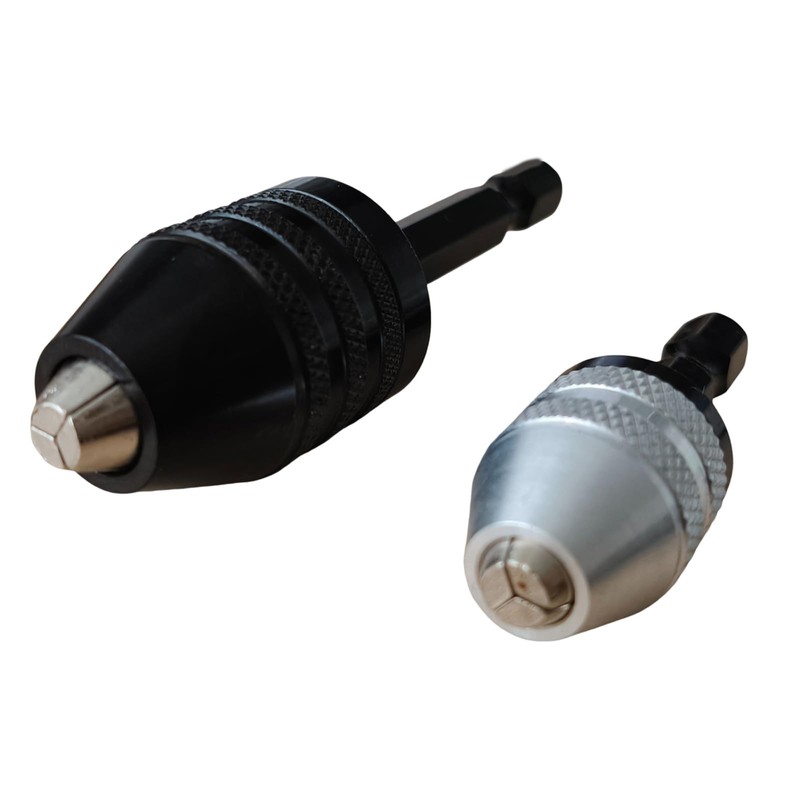 2-Pack Keyless Drill Chuck Adapter for Impact Driver, 1/4 Inch