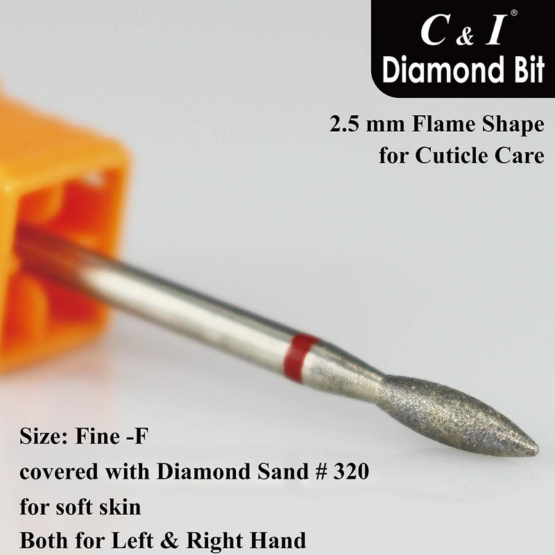 C & I Diamond Nail Drill Flame Shape E-File Professional