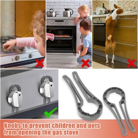 Gas Stove knob Locks - Baby Proof Stove knob Safety Covers - Oven knob Covers for Child Safety （ 2 Pack ）（Grey）